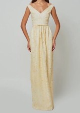 $3050 Markarian Women's Yellow Floral V-neck Sleeveless Gown Dress Size 0