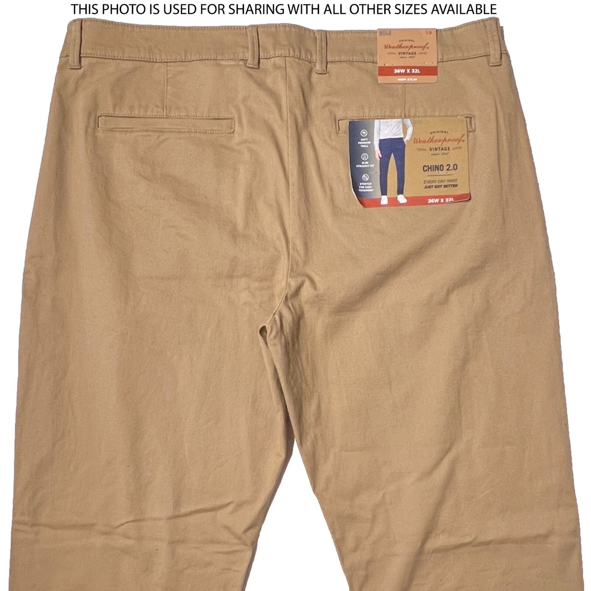 New Weatherproof Vintage Men's Chino 2.0 Slim Straight Fit