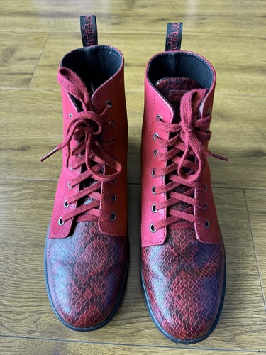 Rare Unusual Dr Martens Docs DMs LEYTON boots RED/Snakeskin. UK Size 7 ...