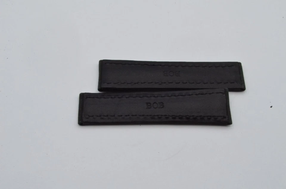 Pulsera BOB de cuero salvaje 22 mm 22-18 para cierre plegable negra Foto 2 de 2