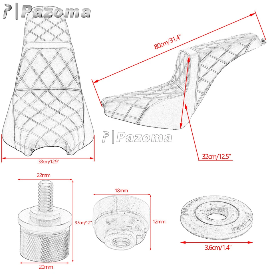 LS Gel Seat Driver Passenger Two Up Seat For Harley Softail Standard FXST 107 20 Foto 2 de 4