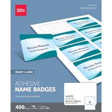 Office Depot Name Badges, White, Pack Of 400, OD98844