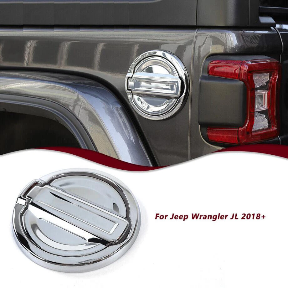 Car Fuel Tank Gas Cap Cover Trim For Jeep Wrangler JL 2018 23 Accessories Chrome