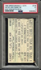 1986 WRESTLEMANIA 2 ANDRE THE GIANT WINS BATTLE ROYAL 4/7 CCTV TICKET POP1 PSA 3