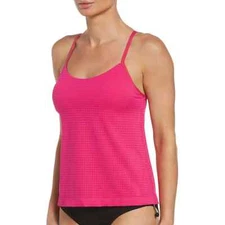 NIKE SWIM WOMENS LAYERED TANKINI PINK PRIME SIZE LARGE $64