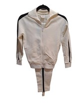 CLean VTG 70/80's Zwickel warm up Gymnastics Suite White Full Zip Girls Sz 10