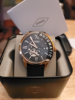 Fossil Townsman Watch Automatic 44mm Black Gold ME3170 Men 