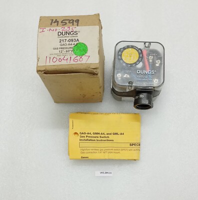 DUNGS  217-093A GAO-A4-4-6 COMBUSTION CONTROLS GAS PRESSURE SWITCH