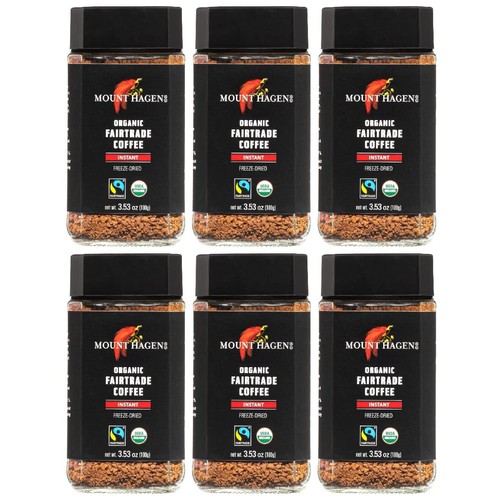 MOUNT HAGEN, Organic Fairtrade Coffee,Instant Freeze-Dried, 3.53oz Pack of 6 - 第 1/5 張圖片