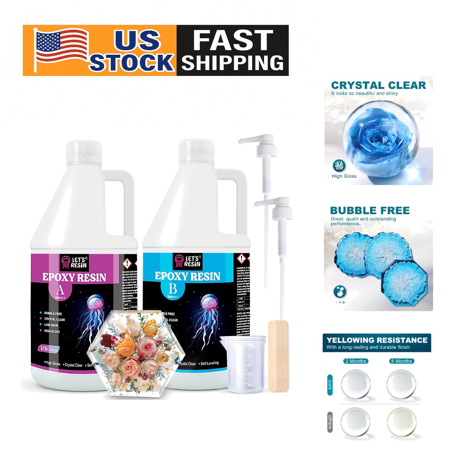 1 Gallon Low Odor Epoxy Resin for Table Tops & Jewelry Making