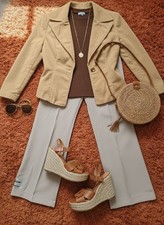 Vintage 1970s Deadstock Tan Polyester Pants