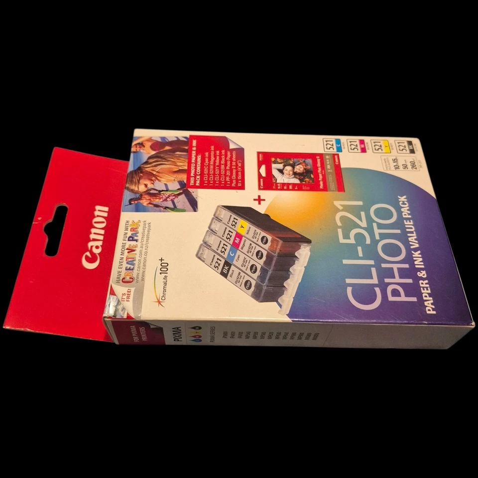 Genuine Canon CLI521VP Value Pack (1 x CLI521C/M/Y/BK + PP201 50 Sheets) Pixma - Image 4 of 4