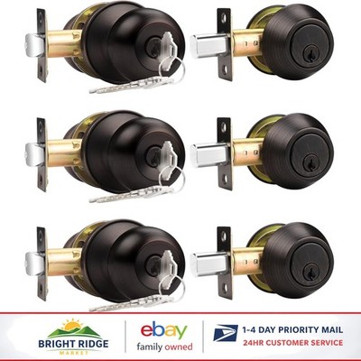 Single Cylinder Deadbolt and Door Knob Lockset for Interior and Exterior Use