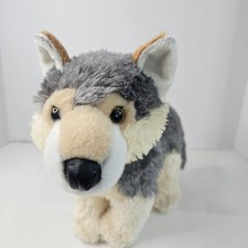 Aurora World Wily Wolf Plush Husky Grey Tan Realistic Dog Stuffed Animal Toy