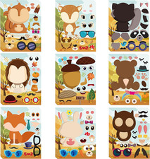 45Pcs Fall Woodland Animals Make a Face Sticker 9 Kinds DIY Your Own Forest Stic