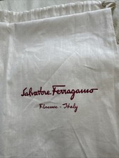 Authentic Salvatore Ferragamo White Drawstring Dust Bag 15.5" H x 10" W