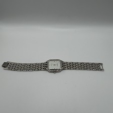 Vintage NOS Geneva Men’s Quartz Watch Silver Dial Silver Tone Rectangle Case