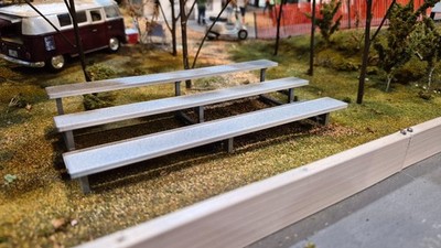 1/32 Scale Slot Car Accessories- 3 Row 'Aluminum' Bleachers - Scalextric Carrera