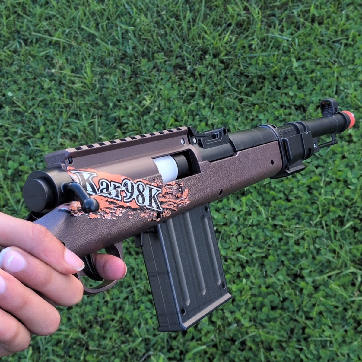 Kar98K toy gun, shell election (free suppressor included) Unboxed