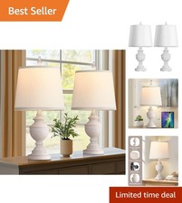 Retro Table Lamps Set of 2, Bedside Lamp for Bedroom Rustic Farmhouse Table L...