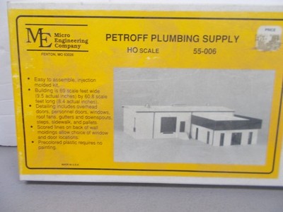 MICRO ENGINEERING # 55-006~ PETROFF PLUMBING SUPPLY BUILDING KIT~HO SCALE