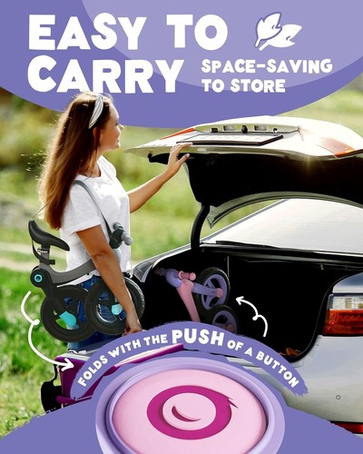 Balance Bike Pieghevole per Bambini Rideo | Sicurezza Prima 12" Bici per Bambini per Ragazzi e Ragazze - Foto 3 di 9