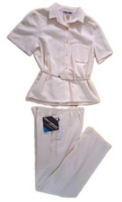 Vintage 70s Alex Colman Sportswear 2-Piece Pant Set Cream Deadstock NWT Sz 10
