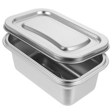 2 Pack Ice Cream Steel Box Metal Container for Freezer Containers Stainless
