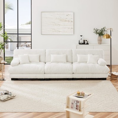 Oversized Modular Sectional Sofa Couch Comfy Cloud Deep Seat, Ottomans Chenille