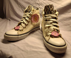 Daddy's Money Secret Wedge Women High Top Canvas Sneakers Beige/Gold 8.5 — photo 1