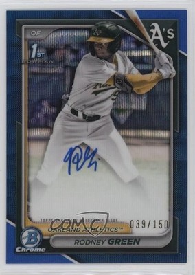 2024 Bowman Draft Chrome Prospect Blue Wave Refractor Rodney Green Auto 0ux3