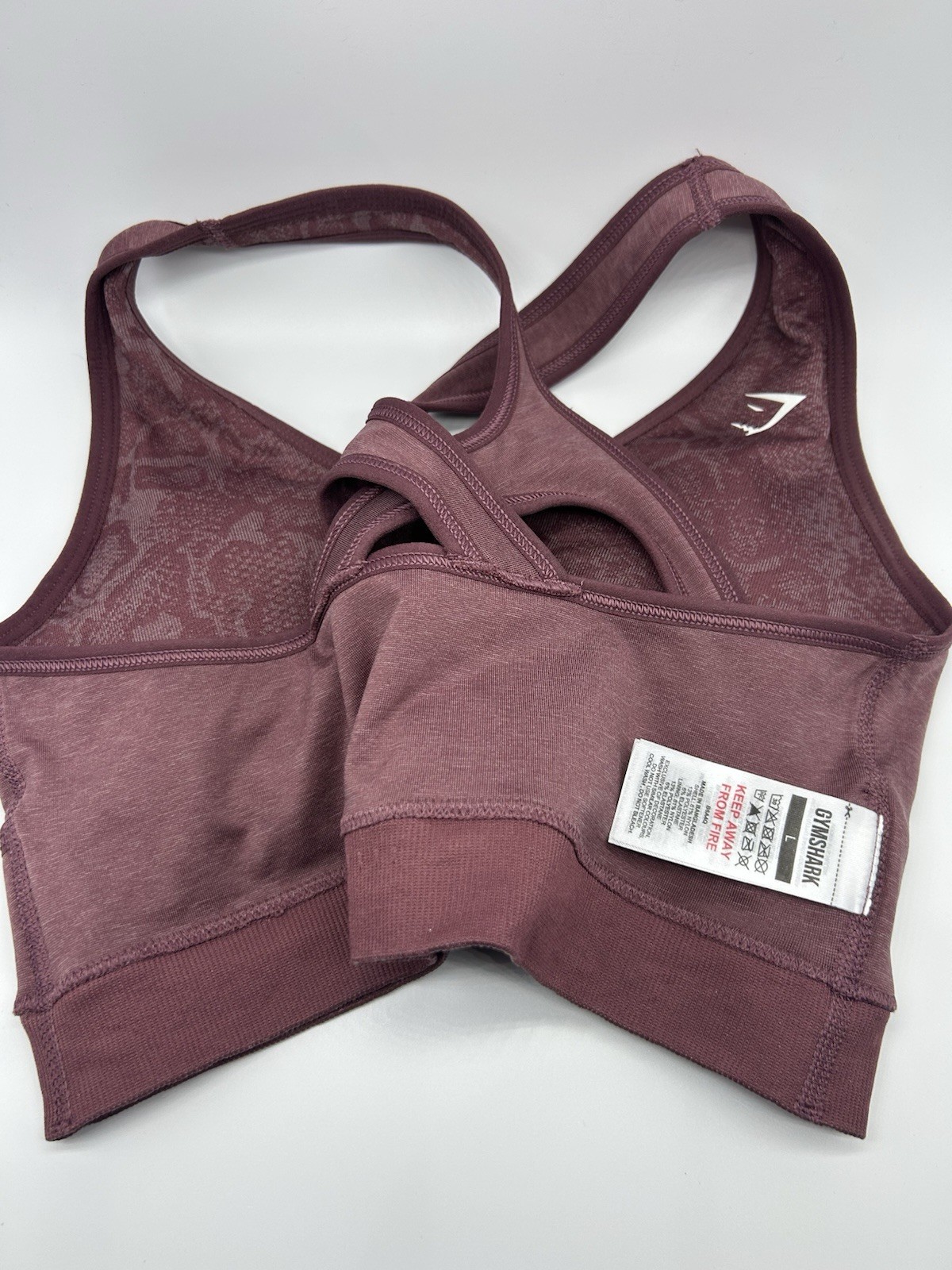 Gymshark Sweat Seamless Sports Bra Large Purple Cross Back with Pads EUC image 6