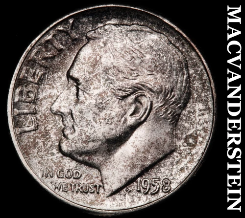 1958 Silver Roosevelt Dime - Choice Gem Brilliant Unc  Lustrous  #G7781