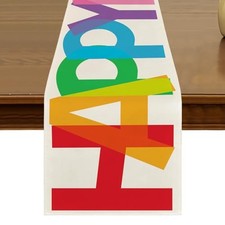 Happy Birthday Colorful Table Runner 13x72 Inch Kitchen Dining Table Style C