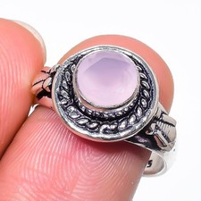 Pink Rose Quartz Gemstone Handmade 925 Sterling Silver All Size Ring For Gift