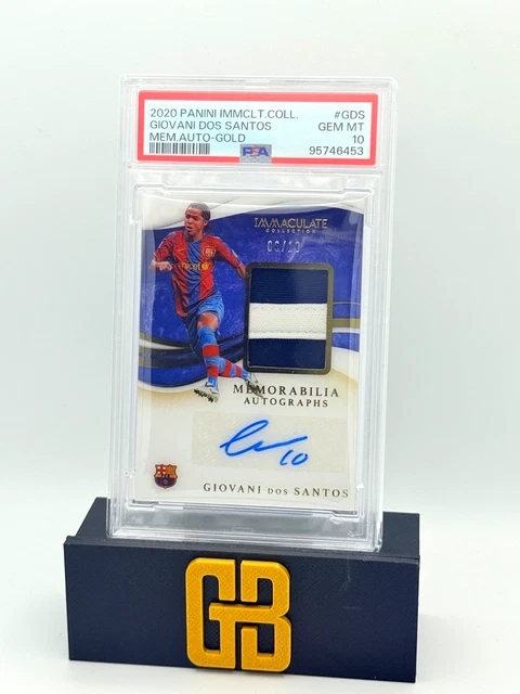 FC Barcelona Giovani dos Santos 2020 Immaculate Gold Patch Auto /10 PSA 10