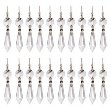 20 Pcs Clear Crystal Chandelier Icicle Prisms Replacement Parts for Lamp Decore
