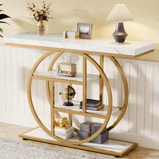 Tribesigns Console Table, Modern Gold Sofa Table behind Couch with Storage, 4 Ti