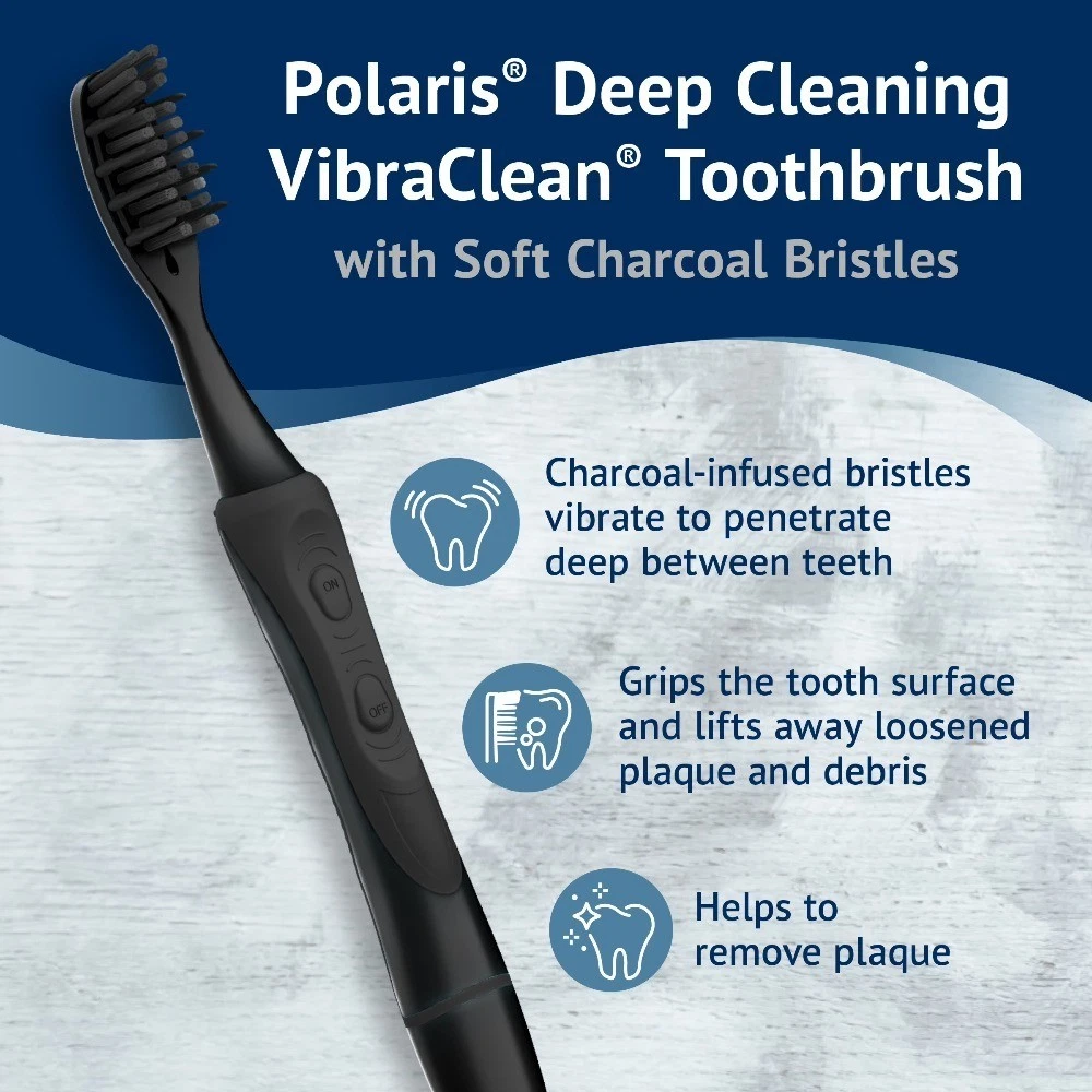 Electric Toothbrush with Soft Charcoal Bristles, VibraClean Powered Toothbrush, - thumbnail 2