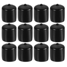 12Pcs 1 1/4" ID Round Rubber End Caps Flexible Rubber Bolt Covers Caps Black