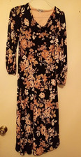 Bobbie Bee Dress long sleeve pink floral women's S long length; maxi; cowl neck