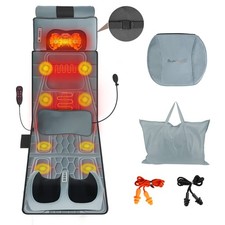 Flannel Full Body Massage Mat with Lumbar Pillow Heat Timer and Anti-Slip Bottom