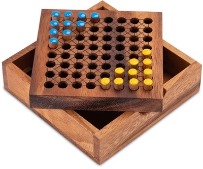 Halma Reisespiel – klassisches Strategiespiel im Mini-Holzkasten für 2 Spieler B - Bild 1 von 4