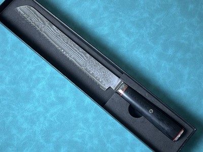 230mm 9'' Bread Knife S35VN Powder Steel Damascus Serrated Brisket Carving BBQ