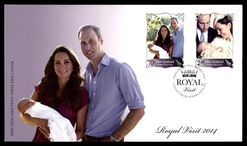 KATE & WILLIAM &BABY GEORGE ROYAL VISIT NEW ZEALAND  FDC 2014 VF UNADDR