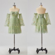 Puffy Flower Embroidery Homecoming Dresses for Prom Party Short Tulle Gown