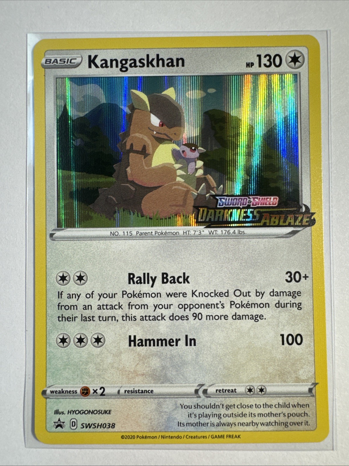 Pokemon TCG Darkness Ablaze Kangaskhan (SWSH038) Stamped Promo Near Mint