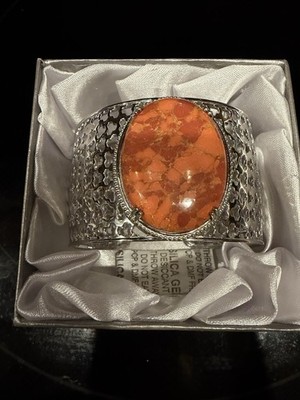 NWT Mojave Orange Turquoise lattice cuff bracelet in platinum bond - 7.25 inches