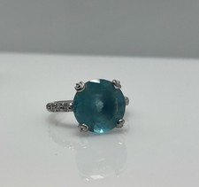 Modern Blue Clear Stone Cz Solitaire Accent Ring Size 6 Sterling 1E