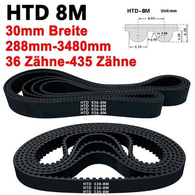 HTD-8M Zahnriemen Geschlossen Breite 30mm Pitch 8mm Closed Belt 36-435Zähne